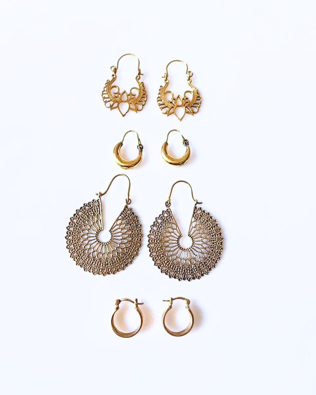 Mixed Brass Earrings Bundle - 4 Pairs