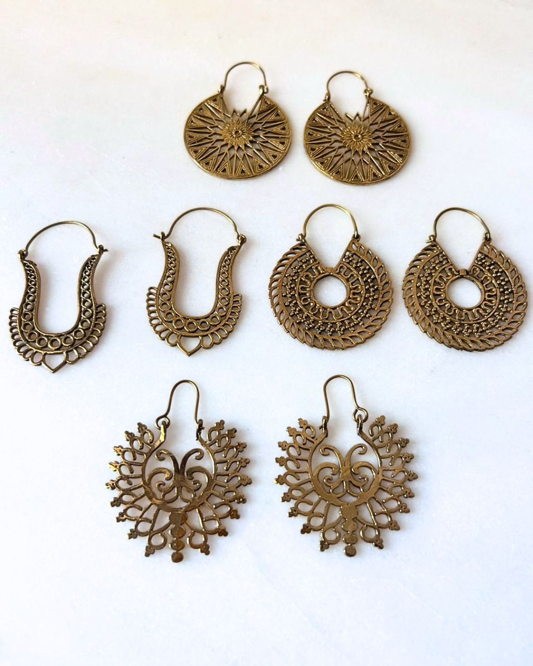 Mixed Brass Earrings Bundle - 4 Pairs