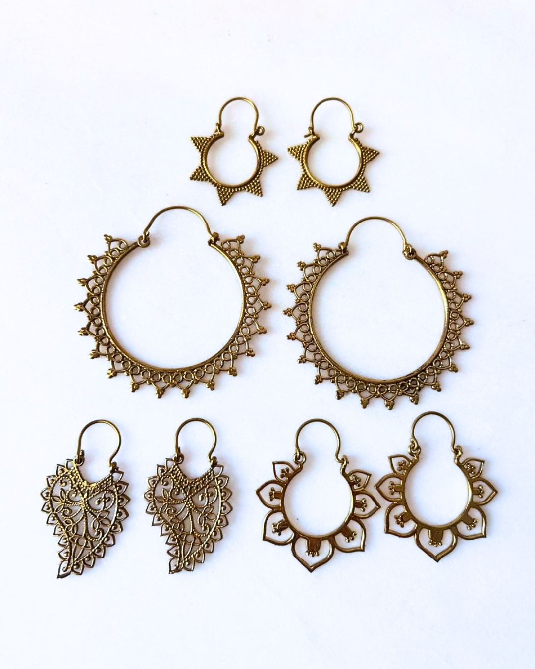 Mixed Brass Earrings Bundle - 4 Pairs