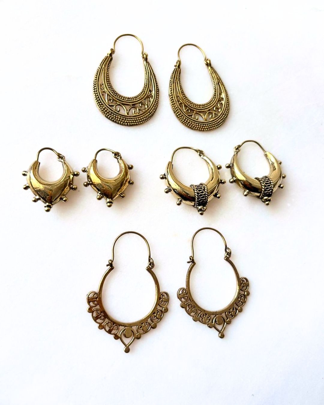 Mixed Brass Earrings Bundle - 4 Pairs