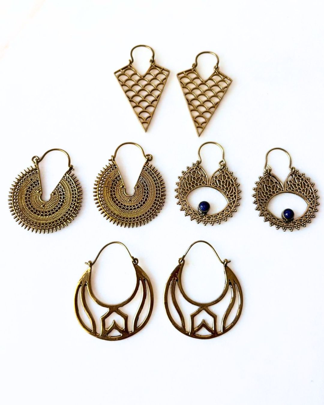 Mixed Brass Earrings Bundle - 4 Pairs