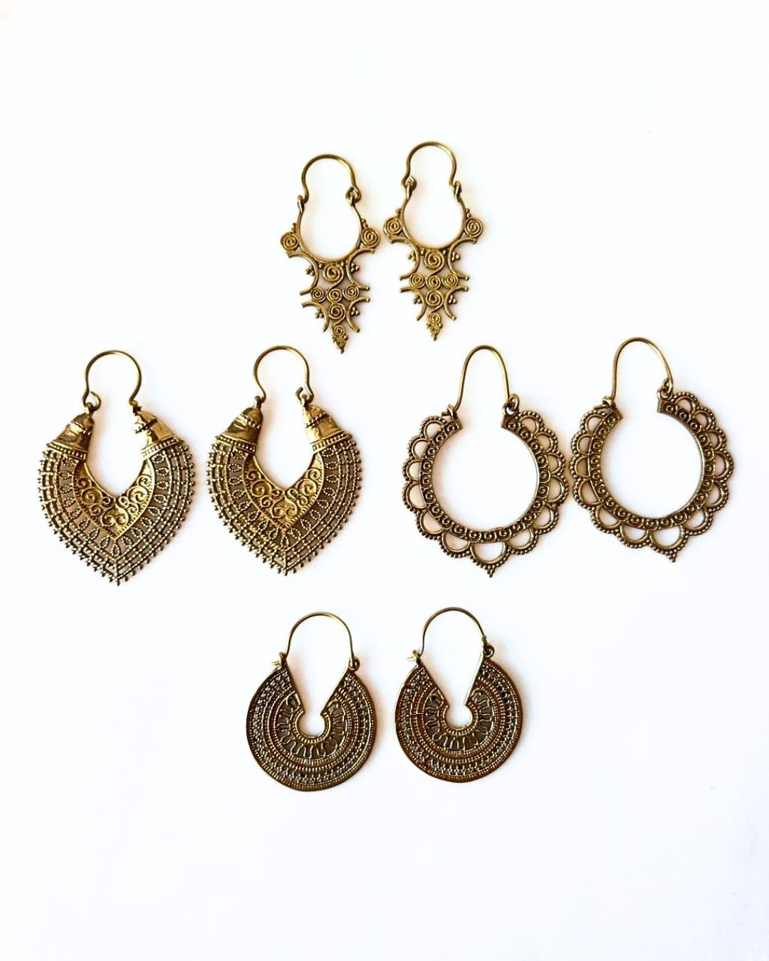 Mixed Brass Earrings Bundle - 4 Pairs