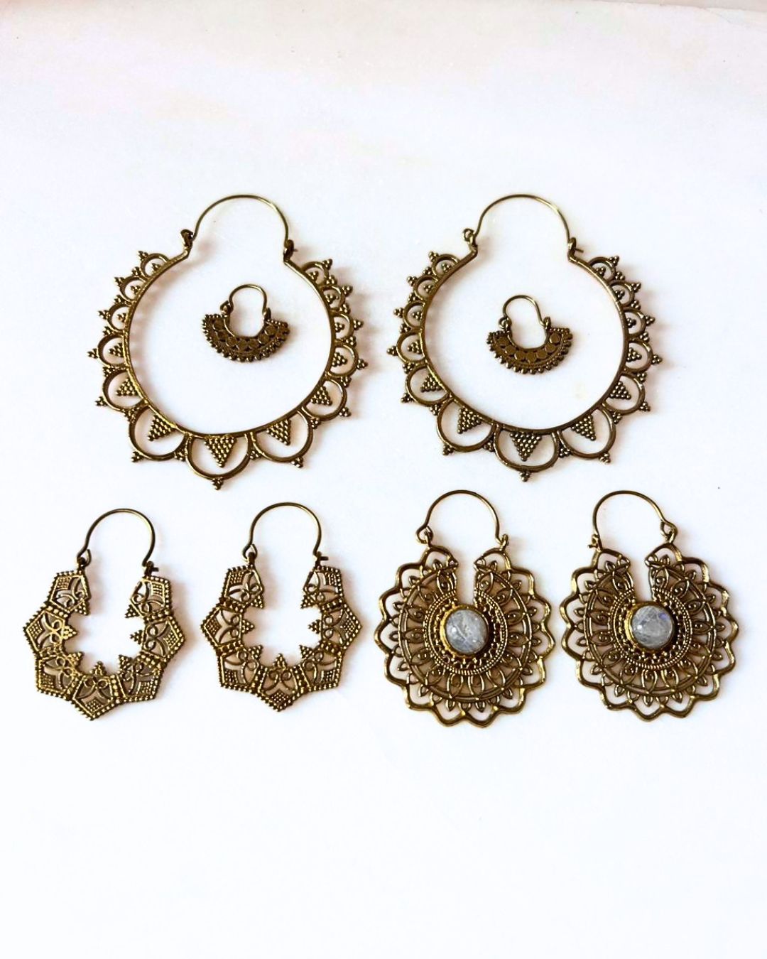 Mixed Brass Earrings Bundle - 4 Pairs