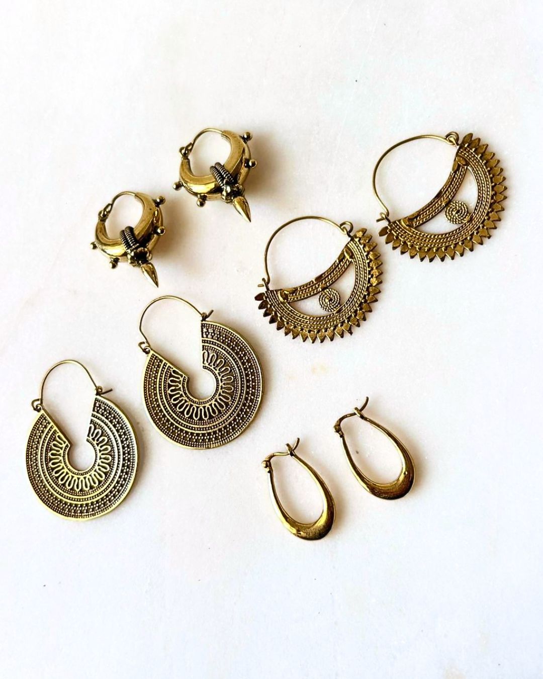 Mixed Brass Earrings Bundle - 4 Pairs