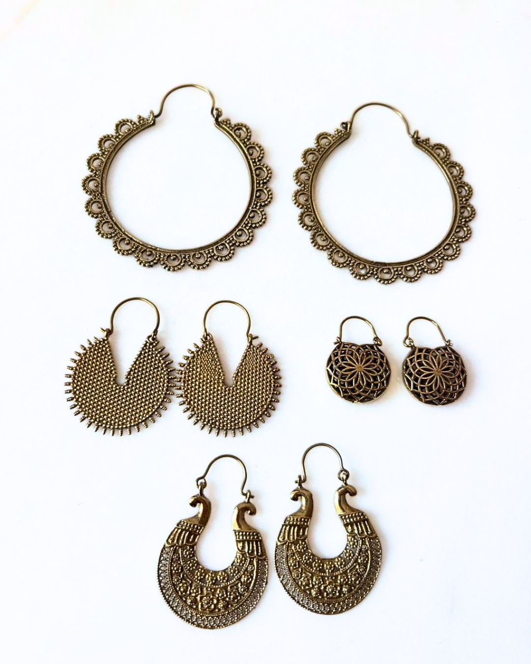 Mixed Brass Earrings Bundle - 4 Pairs