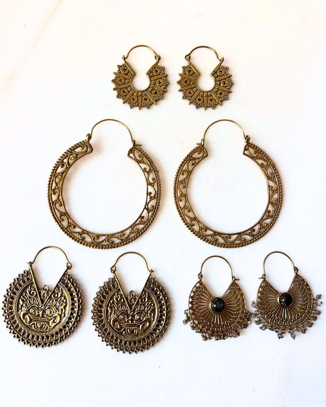Mixed Brass Earrings Bundle - 4 Pairs