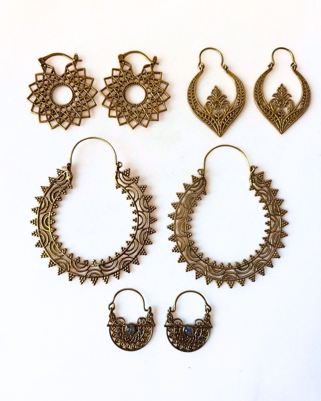Mixed Brass Earrings Bundle - 4 Pairs