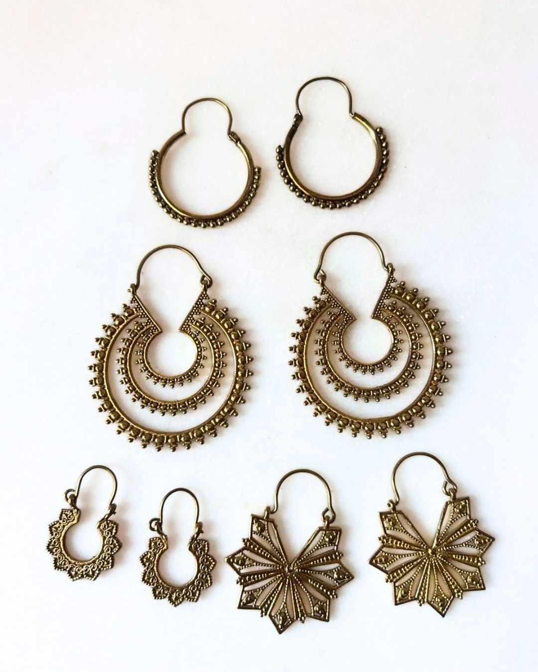 Mixed Brass Earrings Bundle - 4 Pairs