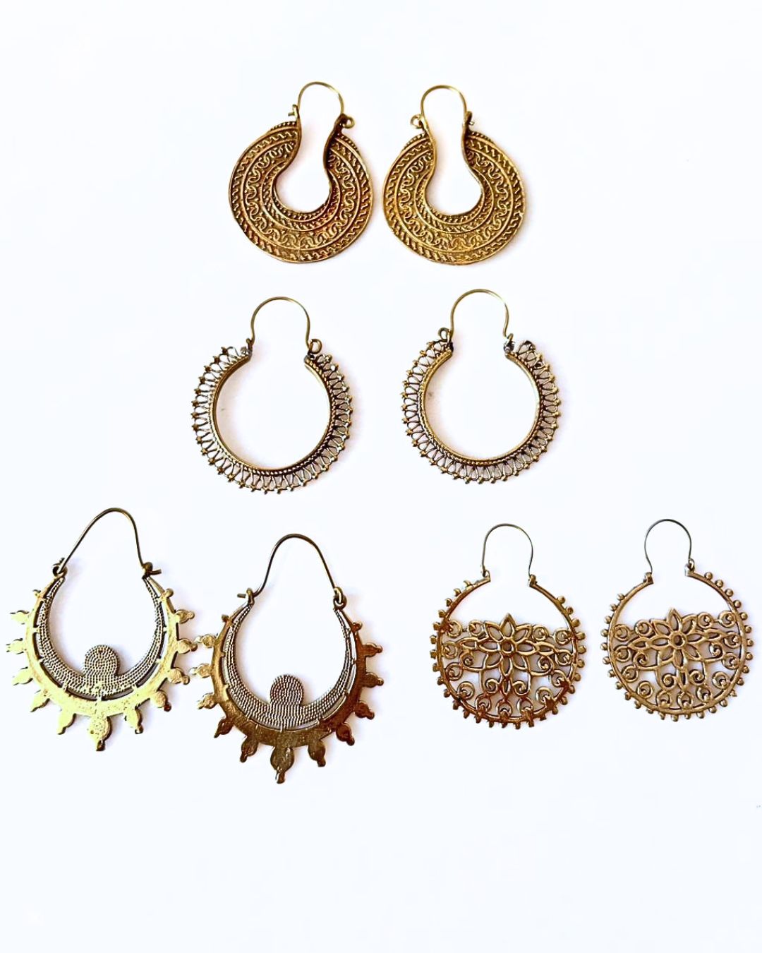 Mixed Brass Earrings Bundle - 4 Pairs