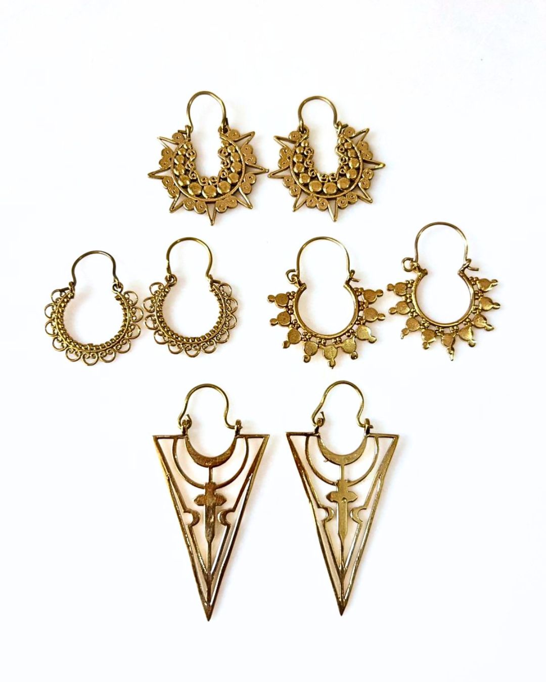Mixed Brass Earrings Bundle - 4 Pairs