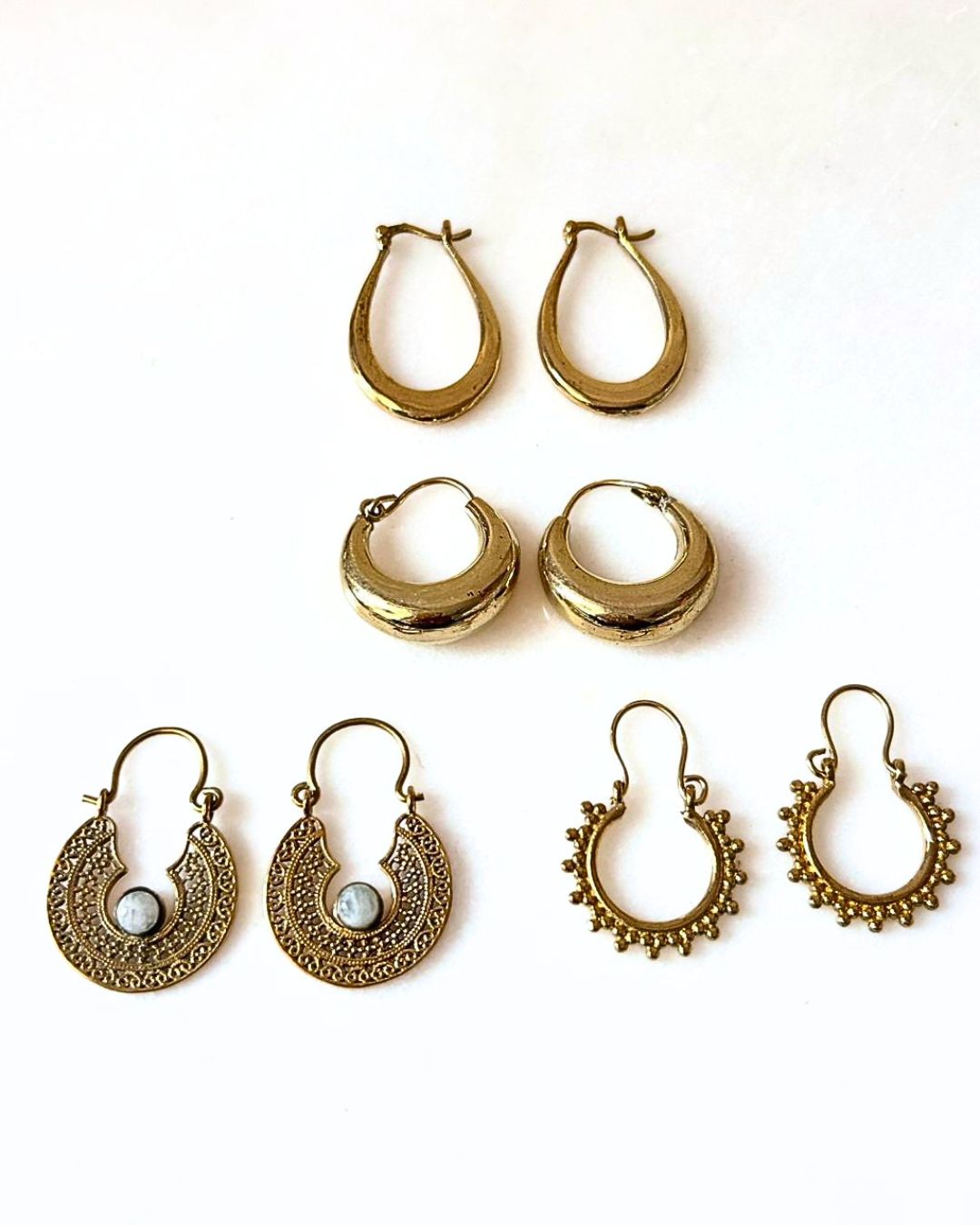 Mixed Brass Earrings Bundle - 4 Pairs
