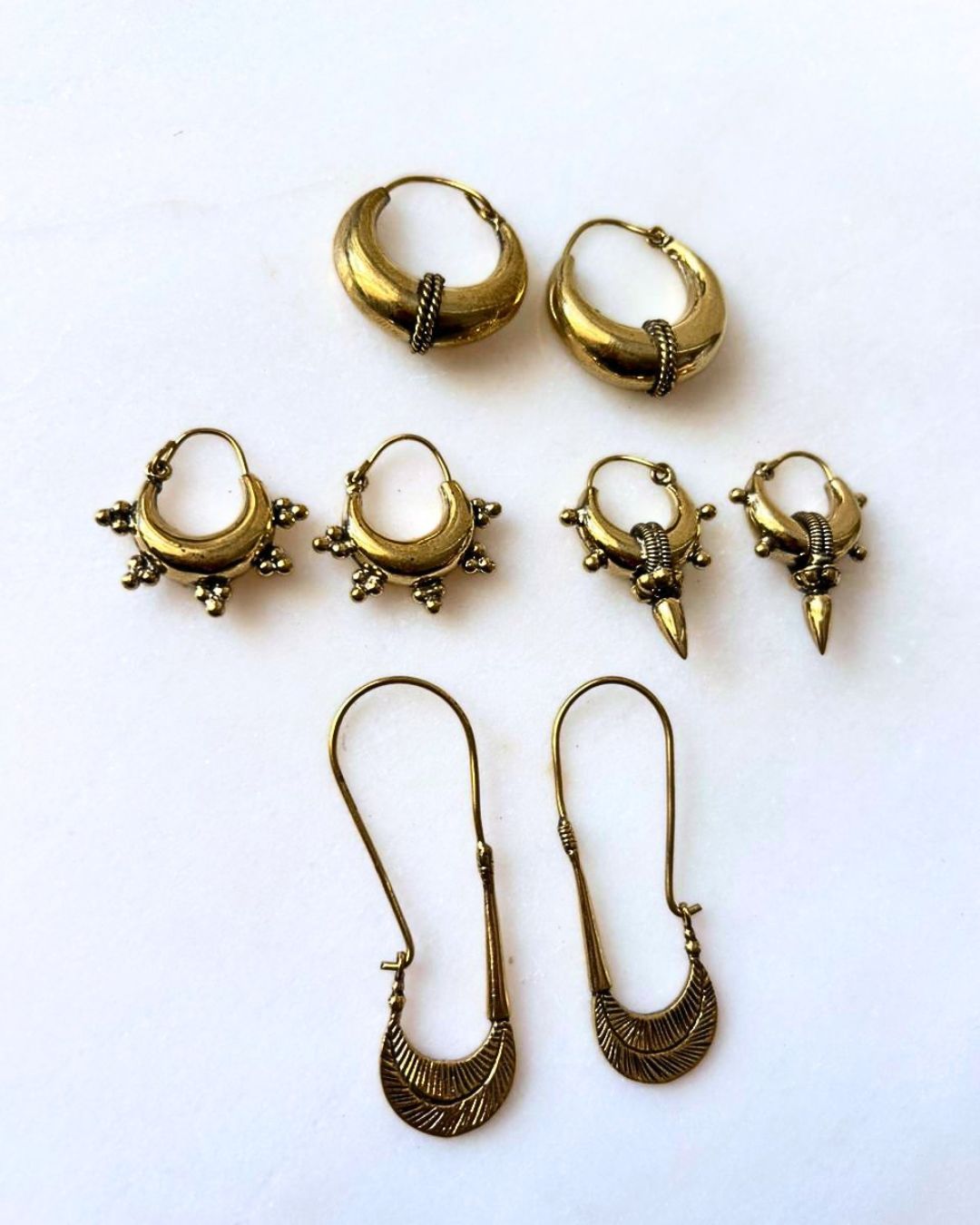 Mixed Brass Earrings Bundle - 4 Pairs