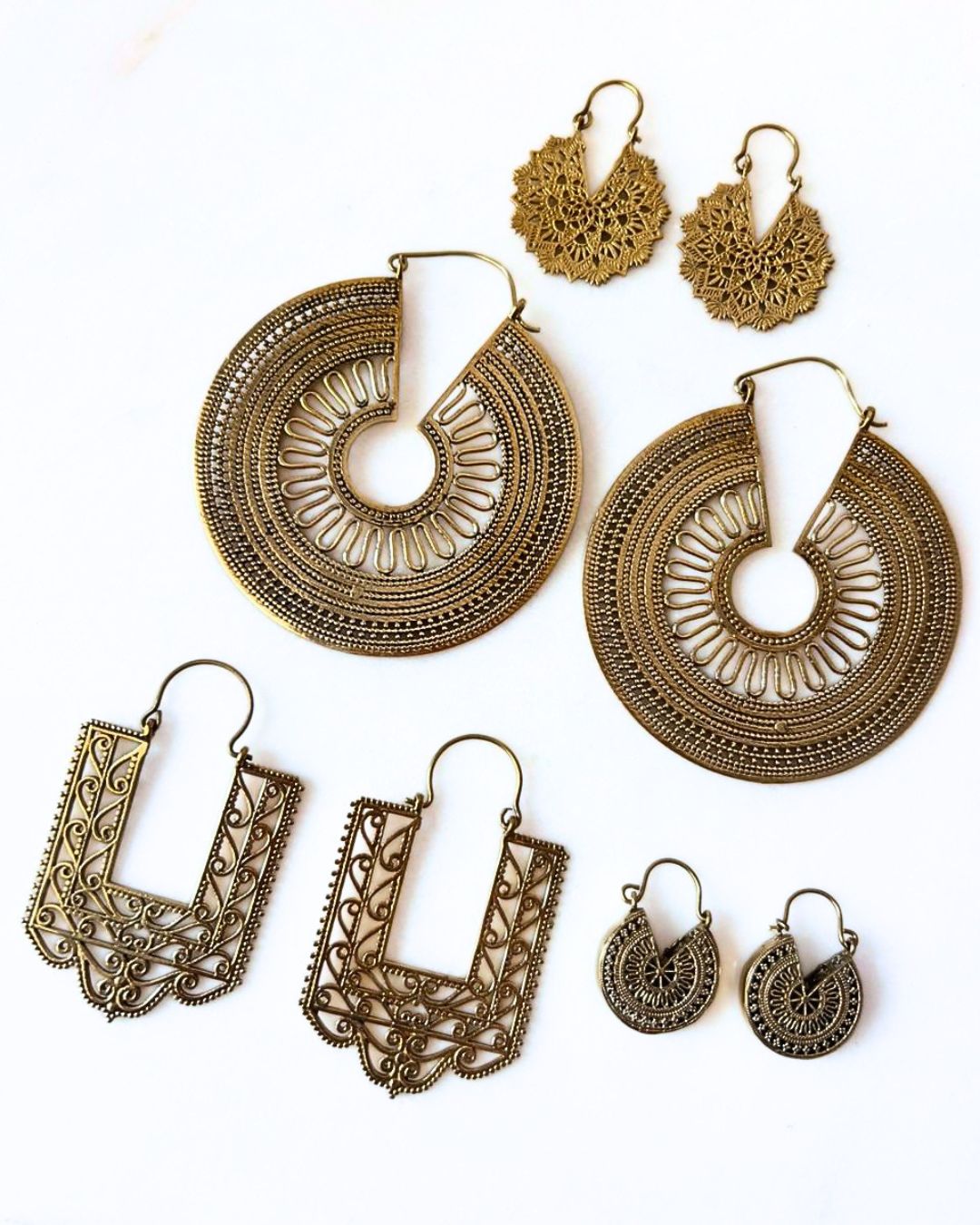 Mixed Brass Earrings Bundle - 4 Pairs