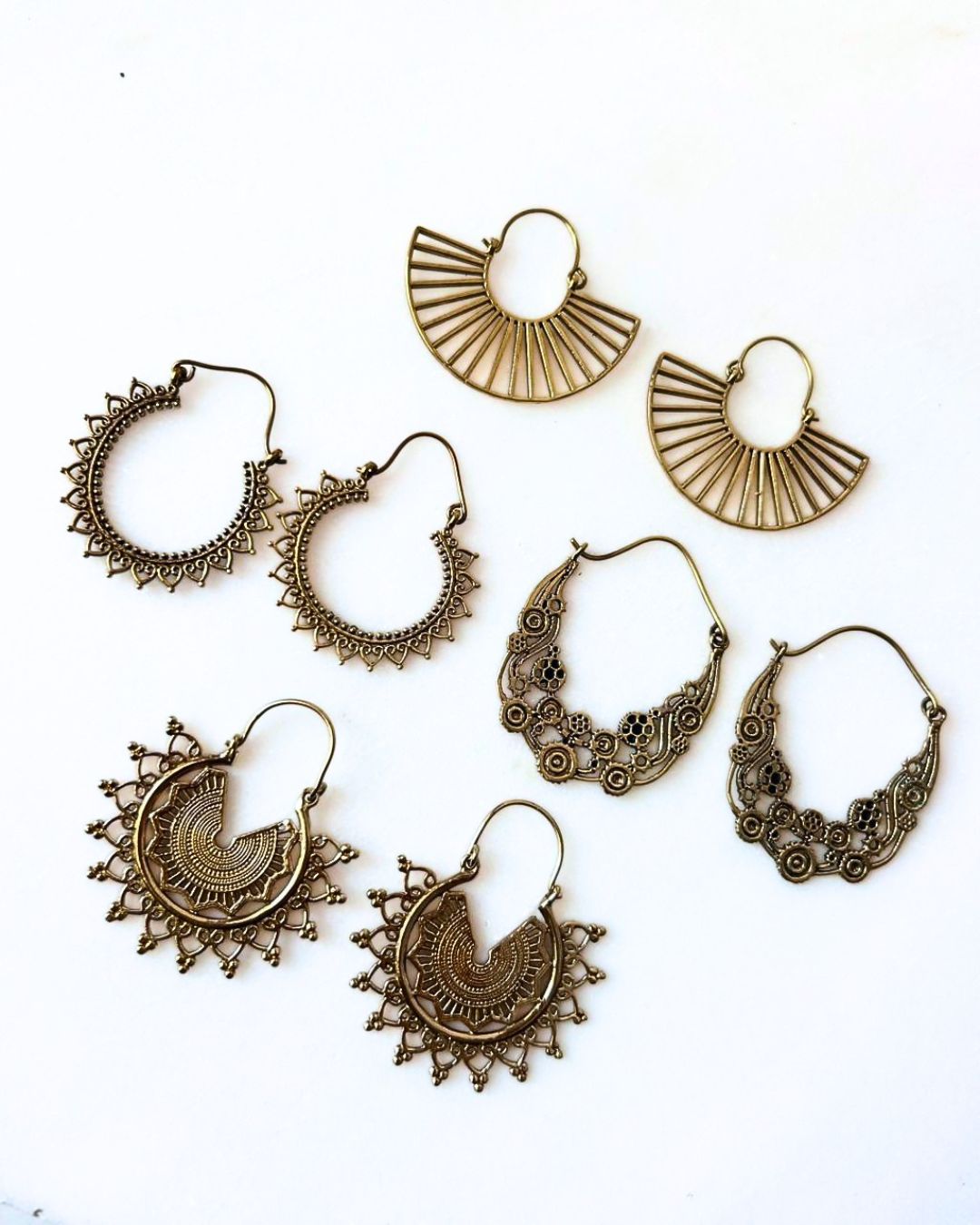 Mixed Brass Earrings Bundle – 4 Pairs