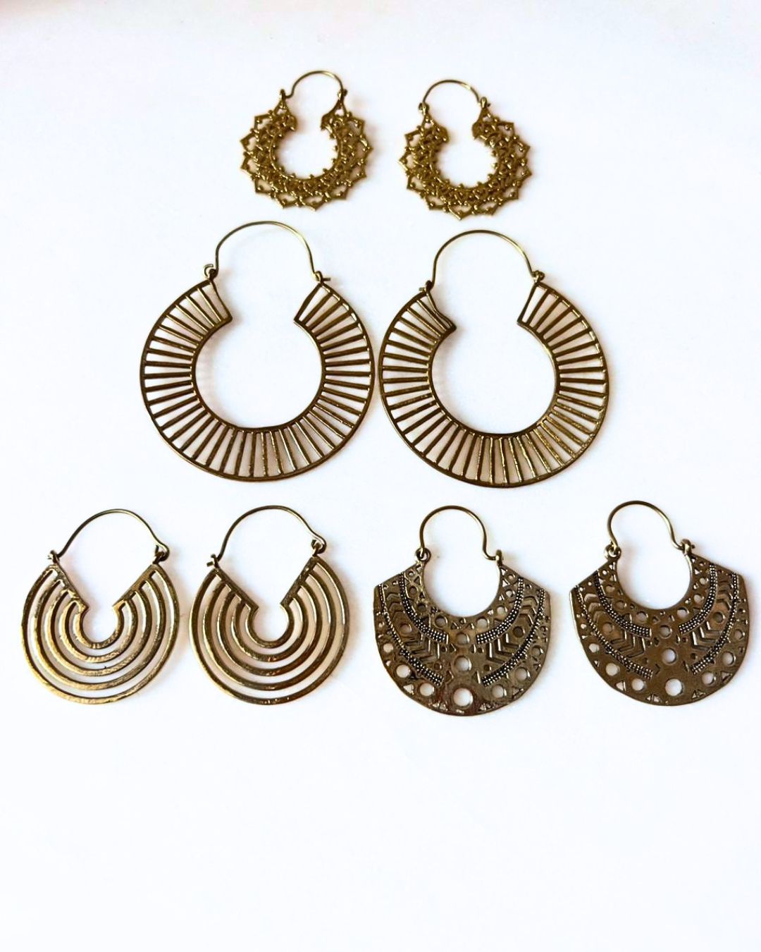 Mixed Brass Earrings Bundle - 4 Pairs