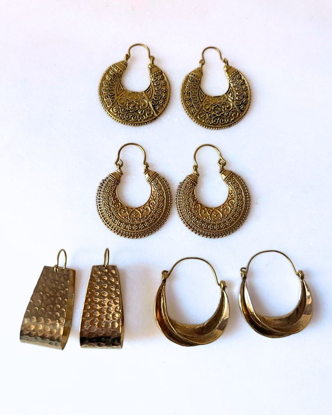 Mixed Brass Earrings Bundle - 4 Pairs