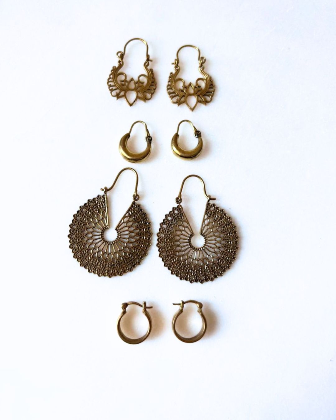 Mixed Brass Earrings Bundle - 4 Pairs