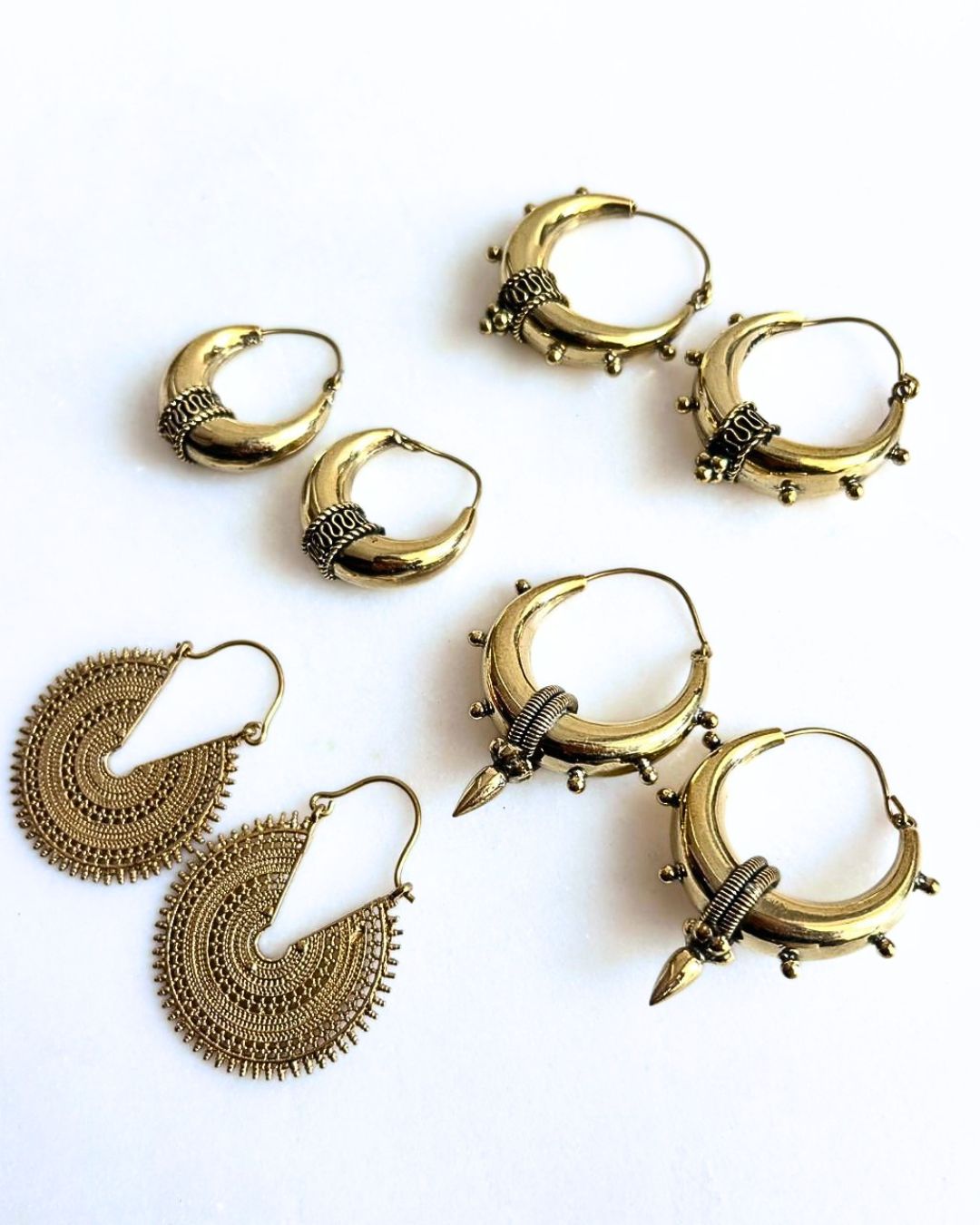 Mixed Brass Earrings Bundle - 4 Pairs